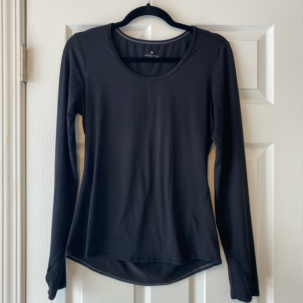 Athleta Black Long-sleeve Workout Shirt